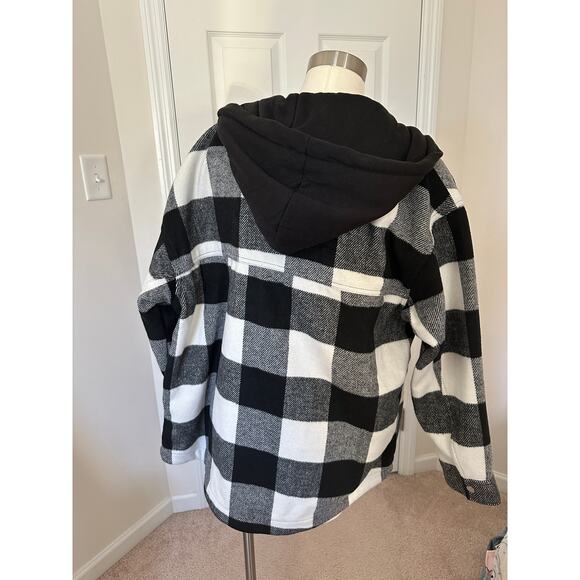 Divided H&M black/white plaid hooded jacket, size small - Picture 5 of 15